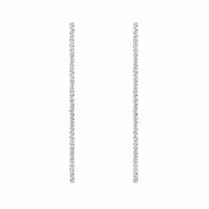 925 Sterling Silver Sparkle Chain Stud Earrings (1 Pair)