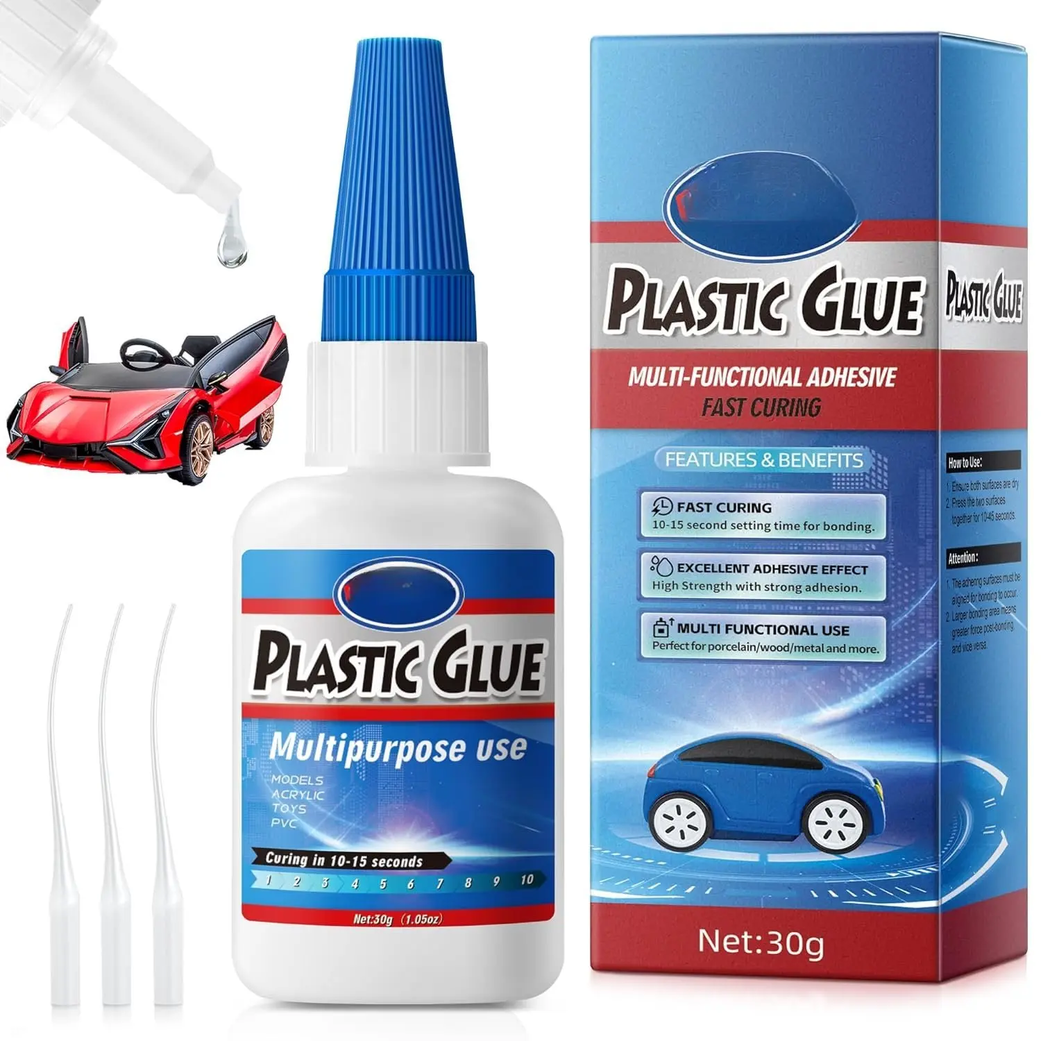 Super Glue for Plastic Repair, 30g Plastic Glue  Adhesive, Heavy Duty Glue for , PLA, Toys, , , ABS, PVC, Tube, DIY Kits, Vinyl, Nylon