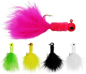 50 count Crappie Fishing Jigs Hook Kit  Hair Jigs for Crappie Fishing baits Lures Panfish Trout 1/8 1/16 1/32 oz