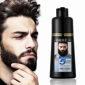 Men's Mustache & Beard Dye for Gray Hair Coverage - Natural Black Color in 10 Minutes, Easy Application Shampoo for Facial Hair 200ml Hair Dye Haircare