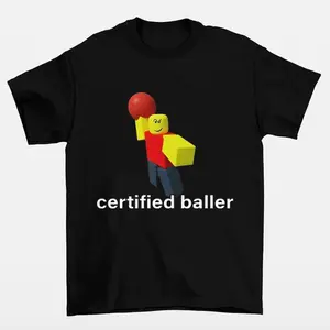 Robloxian Certified Baller Graphic Tee Black Portrait Meme Shirt Streetwear Style