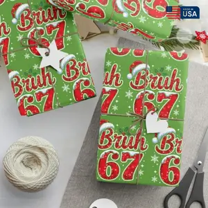 Bruh 67 Christmas Wrapping Paper: 6 7 Meme Holiday Wrapping Roll Gift, Six Seven Xmas Wrap For Teens, tweens, Gen Alpha kids, Christmas Gift For Him, Gift For Her