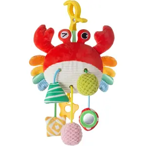 Babies 0-6 Months Stroller Toy with Convenient Clip Carseat Hanging Accessories Built-In Bell Rattle Squeaky Mirror