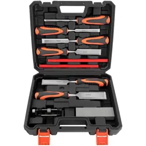 10Pcs Wood Chisel Set, 6Pcs Premium Wood Chisels with Honing Guide, Sharpening Stone & Carpenter Pencils, Wood Carving Tools Kit for DIY & Professional Use (6-38mm)