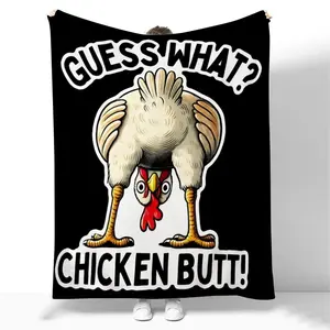 1pc Personalized Design Guess Who Chicken Butt Flannel Blanket, Ultra Soft Plush Throw for Sofa Bedroom, High Definition Print Gift Blanket