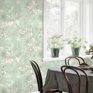 1 Roll Sage Magnolia Peel & Stick Wallpaper, Removable Floral Contact Paper, Renter Friendly, No Damage Wall Decor, Room Makeover, Wedding Gift