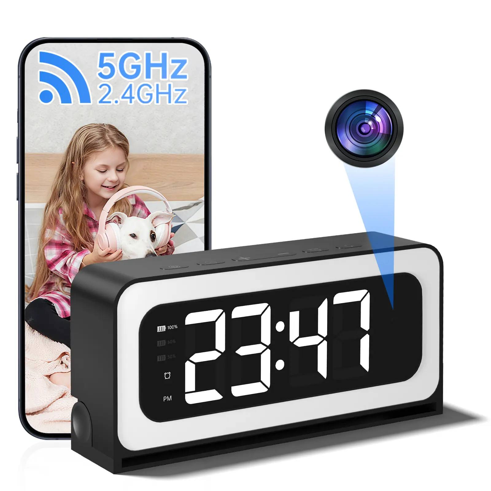 Smart Alarm  Security Camera with Dual-Band WiFi (2.4GHz & 5GHz) | Real-Time Home Security Monitoring System
