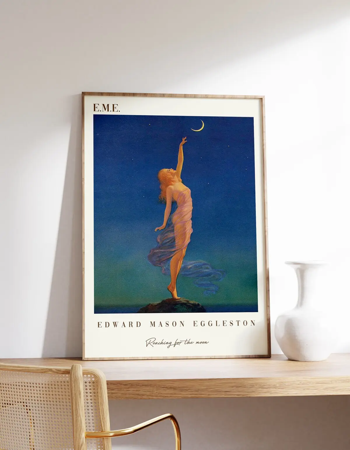 Moon Print | Exhibition Poster | Reaching for The Moon | Cottagecore Wall Decor | Night Sky Print