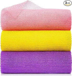 3 Pieces African Net Sponge for Bathing and Exfoliating - Durable and Stretchy Body Scrubber Net Accessories Lightweight Shower Soap Gift Friend Cloth