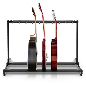 9-Space Foldable Guitar Rack - Secure Storage, Metal, Foam Padding