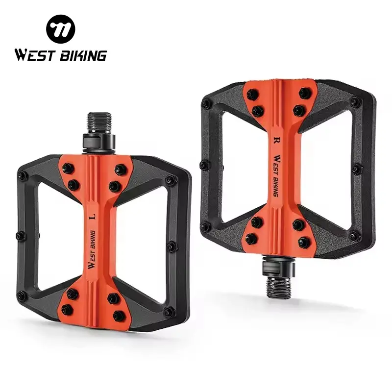 WEST BIKING Nylon Bicycle Pedals. Waterproof Dustproof Widen Bike Pedal, Lightweight Mixed Color Outdoor Cycling Nylon Pedals Bicycle Parts
