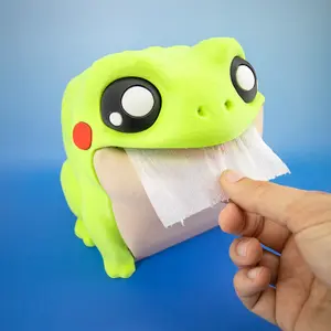 Frodrick the Frog Toilet Paper Holder - Interactive 3D Printed Modern Design with Big Eyes & Red Cheeks - Unique Quirky Bathroom Decor for Frog Lovers - Sturdy Storage Compartment for Most Rolls - Fun & Functional Organizer