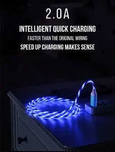2.4A RGB LED Light Durable USB Data Charging Cable, Fast Sync & Power, Heavy Duty Braided for Mobile Phone, Tablet, Gaming Devices, 3FT Length, Premium Quality for Type-C / USB-C Devices