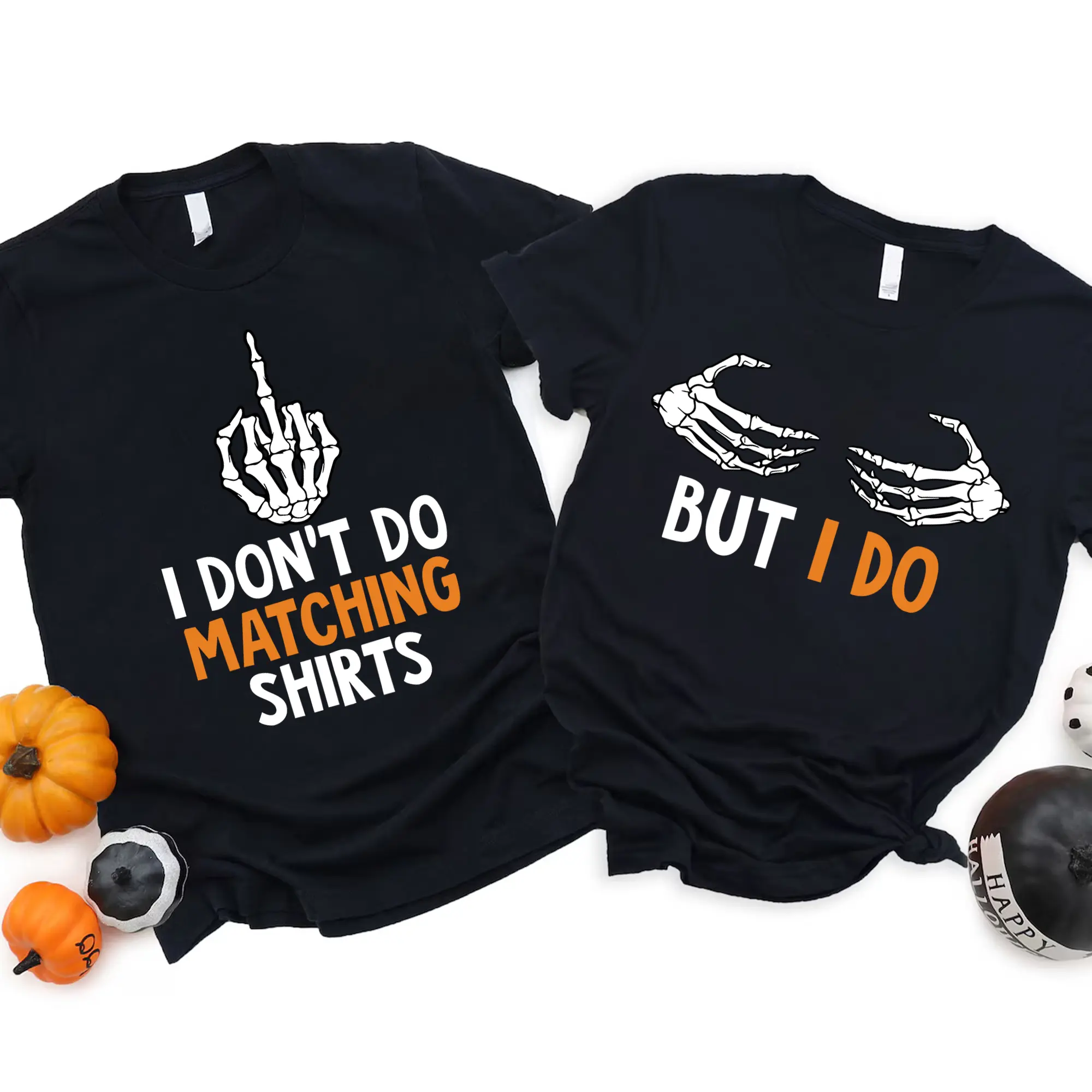 Funny Halloween Couple Shirts – I Don’t Do Matching Shirts & But I Do T-Shirt Set, His and Hers Spooky Season Tees, Cute Halloween Matching Outfit