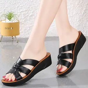UOSO [Simple Slide Sandals] Comfortable Summer Shoes - Women's Simple Slide Sandals - Casual Open Toe Platform