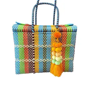 Las Adelitas Jumbo Recycled PVC Bags – Handmade by Mexican Artisans – ONE-OF-A-KIND Beach, Diaper, Gym & Travel Bag