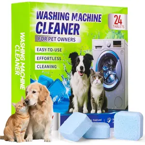 Machine Cleaner Tablets for Pet Owners - Removes Cat & Dog Hair, Urine, Odor,Residue,Front & Top Load Washer Machine Cleaner Deep, Septic Safe, 24 Pack (12 Month Supply)