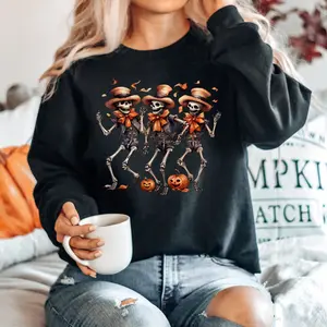 Halloween Sweatshirt, Dancing Skeleton Sweater, Skeleton Halloween Shirt, Pumpkin Halloween Sweatshirt, Fall Sweatshirt, 2023 Halloween