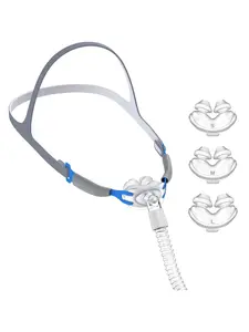 CPAP Nasal Pillows-Upgrade Nasal Pillow Under The Nose Silicone Mask Assembly, Replacement Accessory with Adjustable Headgear, Durable Frame, Tube and 3 x Nasal Pillow, Breathable, Soft, Reusable