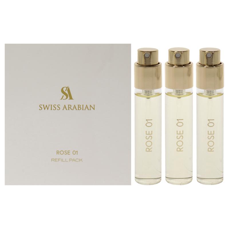 Rose 01 by Swiss Arabian for Unisex - 3 Pc Mini Gift Set 3 x 1oz EDP Spray (Refill)