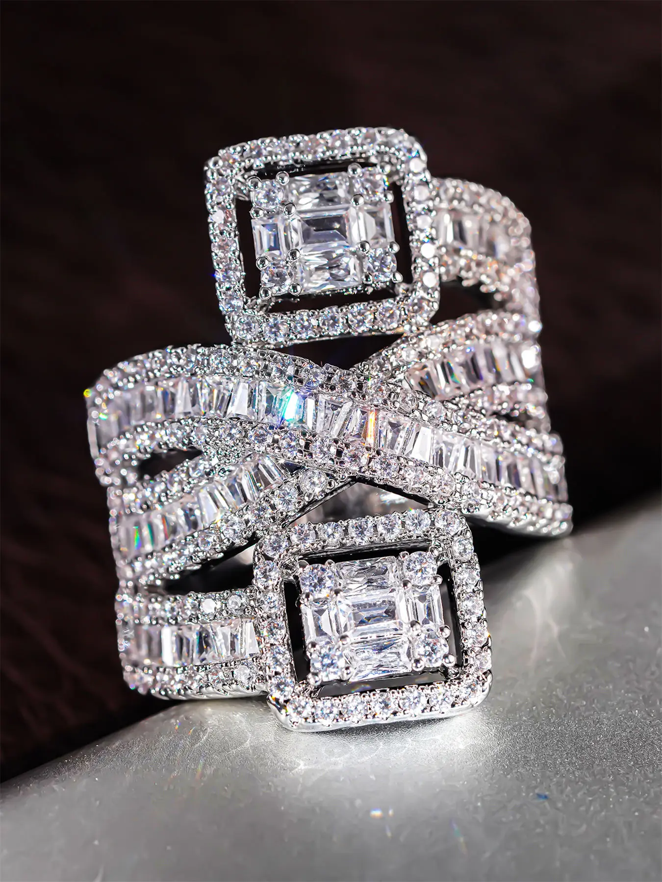 1 PC Charm Cubic Zirconia Stackable Engagement Ring For Women For Wedding Valentine's Day Gift Jewelry Artificial Zircon Ring Cz Engagement Ring