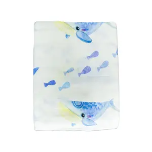 Bamboo Organic Cotton Ocean Friends 47" Swaddling Blanket