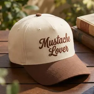 Mustache Lover Hat: Red Cream Embroidered Trucker Cap Retro Facial Hair Humor Gear