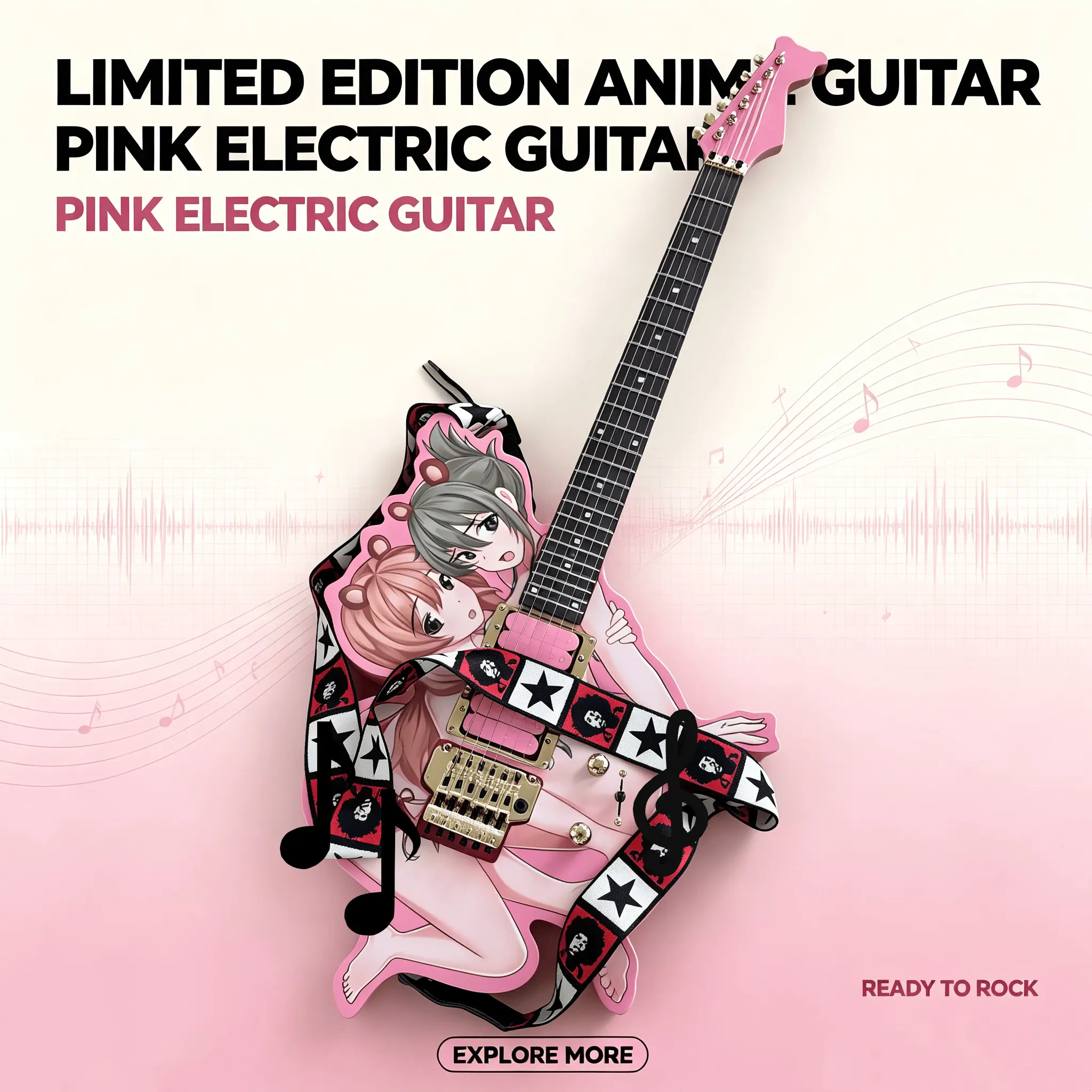 Pink Electric Guitar with Mahogany Body and Rosewood Fretboard - Ideal as a Gift, Free Shipping