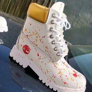 Red Gold Splatter Boots Fashion custom waterproof hightop