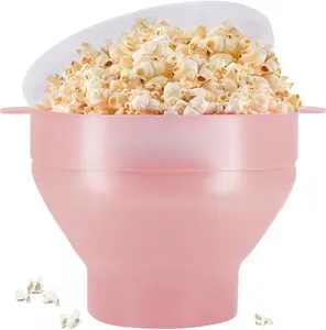 The Microwaveable Silicone Popcorn Popper, Microwave Popcorn Popper, Collapsible Microwave Popcorn Maker Bowl, No Oil Required, Use In Microwave, Dishwasher Safe (Pink)