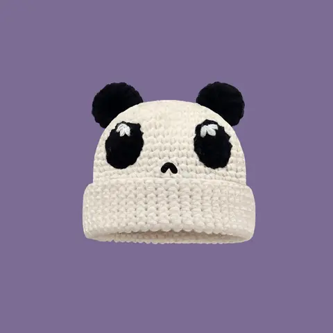 Cute Cartoon Clown/Panda Design Beanie Hat, Casual Thickened Windproof Braided Crochet Warm Knit Hat for Fall & Winter, Fashion Accessories for Both Men & Women, Animal Hats