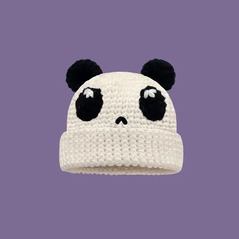 Cute Cartoon Clown/Panda Design Beanie Hat, Casual Thickened Windproof Braided Crochet Warm Knit Hat for Fall & Winter, Fashion Accessories for Both Men & Women, Animal Hats