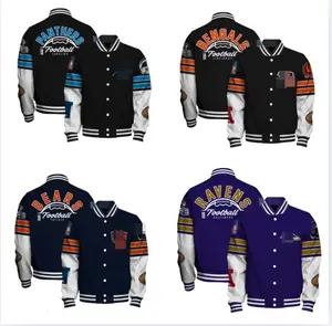 Unisex Vintage All Team Football Jacket – Retro Varsity Style, Y2K Sport Streetwear Game Day Outfit