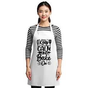 Funny Kitchen White Apron, Keep Calm And Bake On, Gift for Chef, Baker, Bartender, Workshops, Catering, Adult Baking Aprons