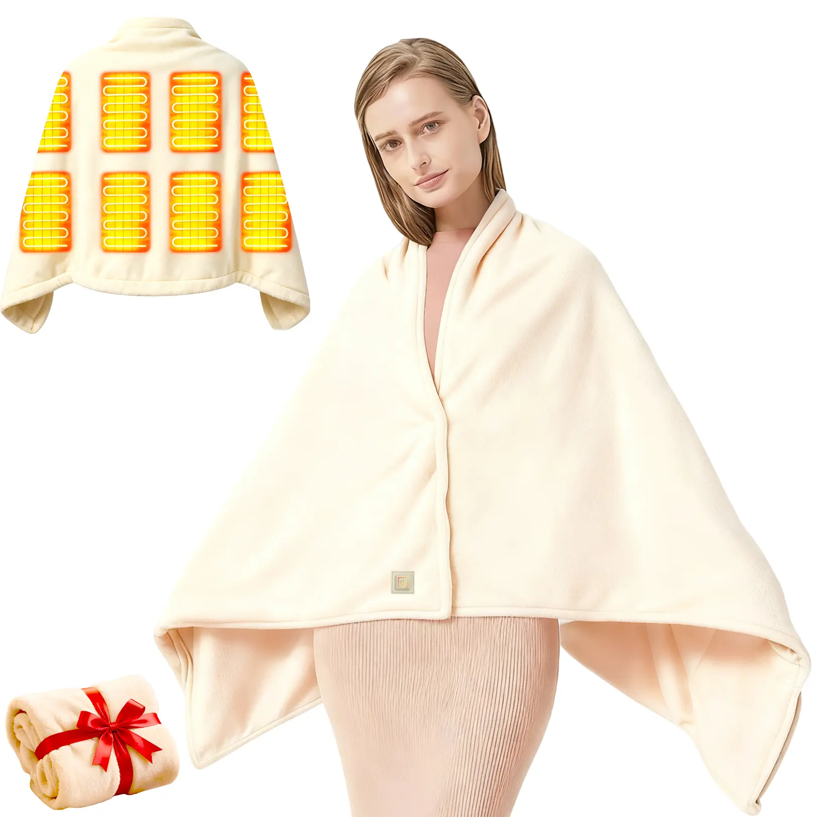 Blanket Shawl Wearable Throw 3 Heat Settings Fast Heating Machine Washable Soft Velvet for Home Office Travel Outdoor Portable Heaters Christmas Fall Winter Gifts Men Women