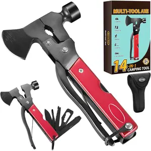 14-in-1 Multitool Camping Axe Hatchet - Essential Camping Gear with , Hammer, , Bottle Opener,  - Multi Tool with Sheath - Gifts for Men, Dad, and Outdoor Adventures