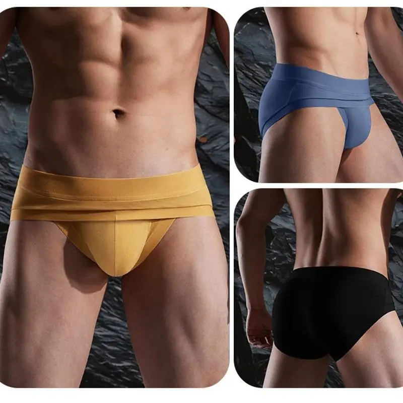 Men's 3-Pack U-Convex Large Pouch Underwear Set, Low Rise Triangle Briefs with Independent Support Pouch, Breathable Transpirable Tight Workout Underwear for Activewear & Daily Wear