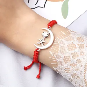 Seaside Surfer Rope Nylon Thread Handwoven Coconut Tree Bracelet Girl Friendship Couple