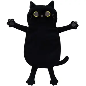 Black Cat Microwavable Stuffed Animals, 17" x 9" Microwave Heating Pad for Women and Kids- Cute Soft Cozy Pillow Plush Heatable Warm Stuffed Animals - Kawaii Hot and Cold Plushie Toy - Cat Gifts for Girls and Boys