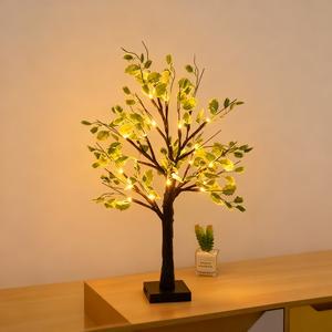 Green Leaf Birch Tree Lights Featuring realistic green leaf design USB + battery powered Autumn decor Perfect for bedroom or living room ambiance Holiday decorations Wedding and birthday party home decor