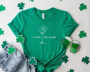 [Sale Up To 50%] Funny St. Patrick's Day Shirt, A Tini Bit Irish, St. Patrick's Day Shirt,Cute St. Patricks Day Shirt,Cute 90s St Paddy Outfit,Shamrock Shirt, Graphic Streetwear T-shirt