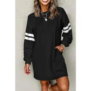 Varsity Stripe Long Sleeve Sweatshirt Dress