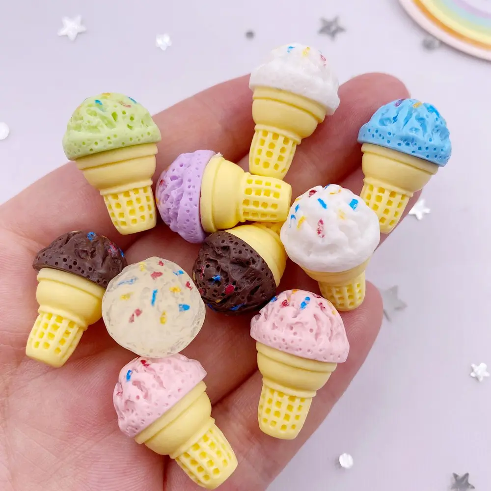 10pcs Mixed Colorful Resin Mini 3D Cheese Cone Flatback Cabochon Fake Candy Food Figurine Scrapbook DIY Bow Decor Accessories Crafts Scrapbooking