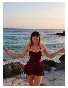 Tankini Swimsuit for Women - Strapless Slimming Two Piece Swimsuit with Skirt Bottom - Tummy Control Swimwear - Cross Front Beach Bathing Suit for Women