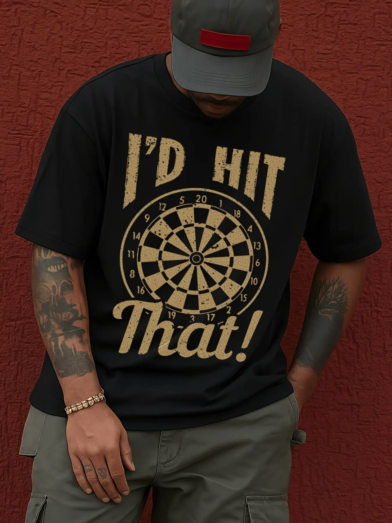 1pc Men's Dart-Themed Graphic T-Shirt - Limited Ed unisex soft cotton short sleeve t shirt, vintage graphic casual tee for men women teens, perfect birthday holiday gift for camping travel gym daily street  wear