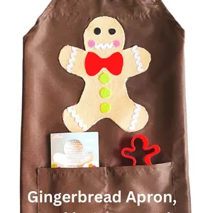 Comfortable Gingerbread Apron, Cookie Cutter, Gingerbread Cookie Recipe  Set,  Adjustable  Straps Apron,  Baking  Christmas Gift for Mom  Wife, Adults For any Occasions
