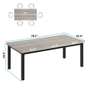 [ table only ] Industrial Dining Table For 6-8 People, Rectangular Wood Kitchen Table For Living Room And Dining Room Big Family, 78.7 X 35.4 X 29.5 Inches