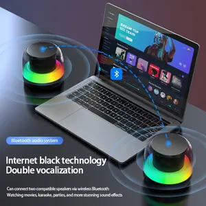 Wireless Bluetooth Speakers with TWS Pairing, Support Bluetooth USB TF AUX Playback, BT5.0, Portable Bluetooth Speaker for Home/Party/Outdoor/Beach, With 7-Color LED Light Audio Cable Charging Rechargeable Smartphone Black