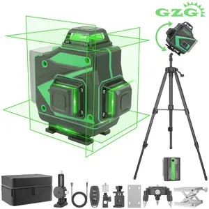 GZG 16 Lines 4D Laser Level with Tripod and 2 Batteries for Accurate Measurements, High Precision Laser Leveling Instrument for Construction & DIY Projects