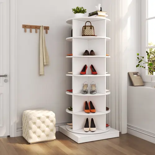 White + Particle Board+MDF+6 Tier